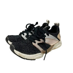 Skechers Youth Girls Black Shine Status Lace Up Low Top Sneakers Shoes Size 13.5